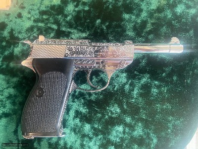 Scarce Walther Factory Silver Plated Engraved 9mm