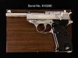 Very Rare
consecutive serial Walther P38 factory silver plated engraved pistols