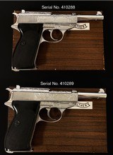 Very Rare
consecutive serial Walther P38 factory silver plated engraved pistols - 1 of 13