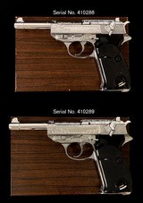 Very Rare
consecutive serial Walther P38 factory silver plated engraved pistols - 2 of 13