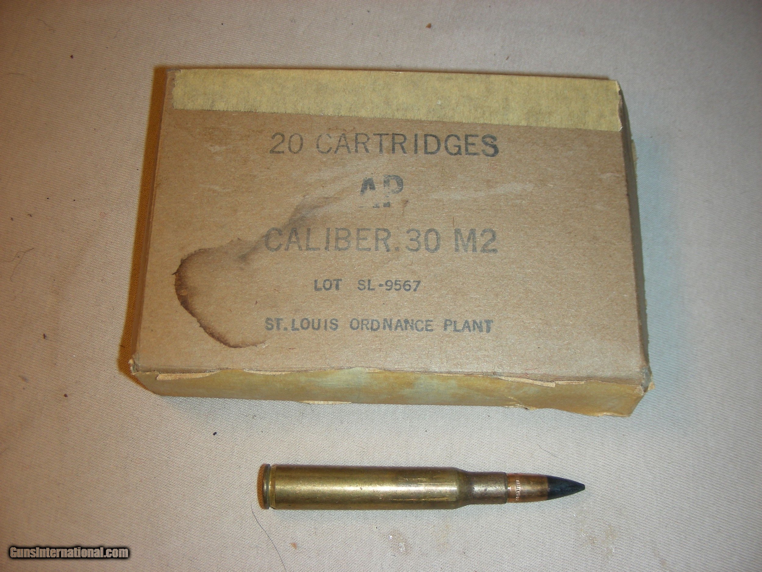 3006 cartridges, Armor piercing, box of 20, headstamped S L 5 3, nice