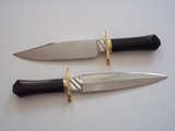 Bill Bagwell Rare Cased Set Carved Ebony Handles Engraved Guards,Scarce "Rope Ricasso" made in 1969 Vivian,,LA. - 6 of 9