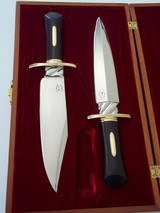 Bill Bagwell Rare Cased Set Carved Ebony Handles Engraved Guards,Scarce "Rope Ricasso" made in 1969 Vivian,,LA. - 2 of 9