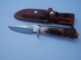 Randall Model # 23 Gamemaster Carved Sambar Stag Handle Nickel Silver Single Guard Original Leather Scabbard - 1 of 4