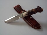 Randall Model # 23 Gamemaster Carved Sambar Stag Handle Nickel Silver Single Guard Original Leather Scabbard - 4 of 4