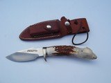 Randall Model # 11 Alaskan Skinner Nickel Silver Single Guard and matching Spacers Carved Polar Bear India sambar Stag Handle - 2 of 6