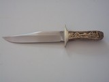 Jim Siska One of A Kind Carved Bowie German silver Double Guard Carved India Sambar Stag Handle A Beauty - 1 of 8
