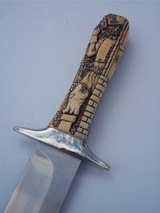 Jim Siska One of A Kind Carved Bowie German silver Double Guard Carved India Sambar Stag Handle A Beauty - 3 of 8