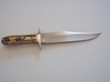Jim Siska One of A Kind Carved Bowie German silver Double Guard Carved India Sambar Stag Handle A Beauty - 2 of 8