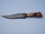 James Porter Bowie
Scagel type Knife-Damascus Blade, Damascus Guard, India Sambar Carved Handle-Spectacular Knife - 1 of 2