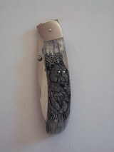 Joseph Prince Folder Knife Giraffe Bone Scales Handle Double Sided Carvings One-of-A-Kind Piece - 2 of 4