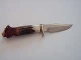 Randall Model # 23 Gamemaster German Silver single Guard Matching Spacers Carved India Crown Sambar Stag Handle - 2 of 3
