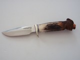 Randall Model # 23 Gamemaster German Silver single Guard Matching Spacers Carved India Crown Sambar Stag Handle - 1 of 3