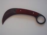 Shiva Ki Rare Karambit-Padauk Wood handle-Damascus Blade- Early Scarce seen Japanese Mon marking -Original Leather Scabbard- 1980 Production.