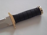 JEAN TANAZACQ BIG GAME BOW HUNTER BLACK MICARTA HANDLE BRASS FITTINGS- A MIGHTY KNIFE-1 OF-A-KIND- A SCARCITY - 4 of 10
