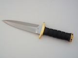 JEAN TANAZACQ BIG GAME BOW HUNTER BLACK MICARTA HANDLE BRASS FITTINGS- A MIGHTY KNIFE-1 OF-A-KIND- A SCARCITY - 2 of 10