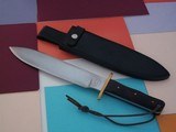 Rare Moran-Warner Rio Grande Camp Knife Seki Japan 1990 Blackjack Rosewwod Slabs handle Brass Oblong Double Guard-A beauty! - 1 of 8