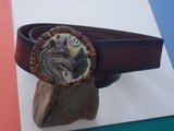 Daniel Valois Exceedingly scarce Belt Buckle Knife Carved Timberwolf By Paul G. Grussenmeyer 1992 - 8 of 10