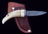 Shiva Ki Ivory Carved Eagle Head Damascus Small Hunter Mint In Original Leather Sheath 1980 Production-A Rarity - 2 of 12