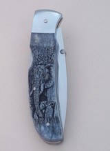 Joseph Prince 1-of-A-Kind Carved Folder Lockback by Paul G. Grussenmeyer Rare Double carvings Lioness w/cubs and Elephant w/baby 1996 Production