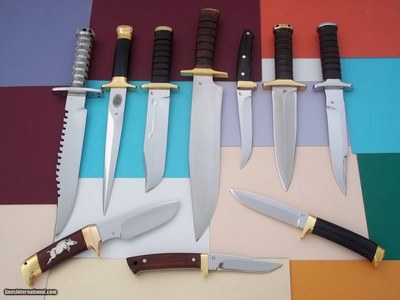 The Dean of French Knifemakers-JEAN TANAZACQ KNIFE COLLECTION-MINT CONDITION: HUNTING,DIVING,CAMP/FIGHTER,LEGIONNAIRE DAGGER,SKINNER,FIGHTERS-SURVIVAL