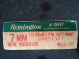 Remington 7mm Rem Mag HI-SPEED Cartridges VINTAGE FULL BOX FROM THE 1960's VERY GOOD CONDITION - 4 of 5