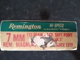 Remington 7mm Rem Mag HI-SPEED Cartridges VINTAGE FULL BOX FROM THE 1960's VERY GOOD CONDITION - 5 of 5