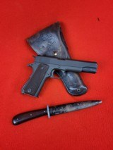 Colt 1911 A1 - January 1944 Production Factory Orig Pistol with Nazi Boot Knife ESTATE FRESH - 1 of 15