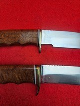 Beautiful Pair of Famous Alaska Knife MakerMerle Seguine Hunting Knives Mid 1960s - Mesquite Wood With Original Catalog Card - 15 of 20