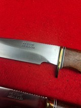 Beautiful Pair of Famous Alaska Knife MakerMerle Seguine Hunting Knives Mid 1960s - Mesquite Wood With Original Catalog Card - 9 of 20