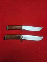 Beautiful Pair of Famous Alaska Knife MakerMerle Seguine Hunting Knives Mid 1960s - Mesquite Wood With Original Catalog Card - 12 of 20