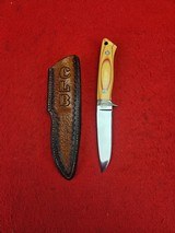 Vintage Harold Corby Custom Made Drop Point Knife - Beautiful Yellow Micarta & Scrim Work