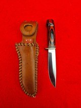 Steve Morseth Handmade Custom Hunting Knife - Beautiful & Rare Laminated Wood Handel With Original Sheath - 1 of 18