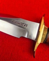 40 Year Old Randall Made Knives Model 12-6 Little Bear Bowie - Exotic Thuya Burl Wood Handel - 7 of 20