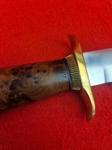 40 Year Old Randall Made Knives Model 12-6 Little Bear Bowie - Exotic Thuya Burl Wood Handel - 14 of 20