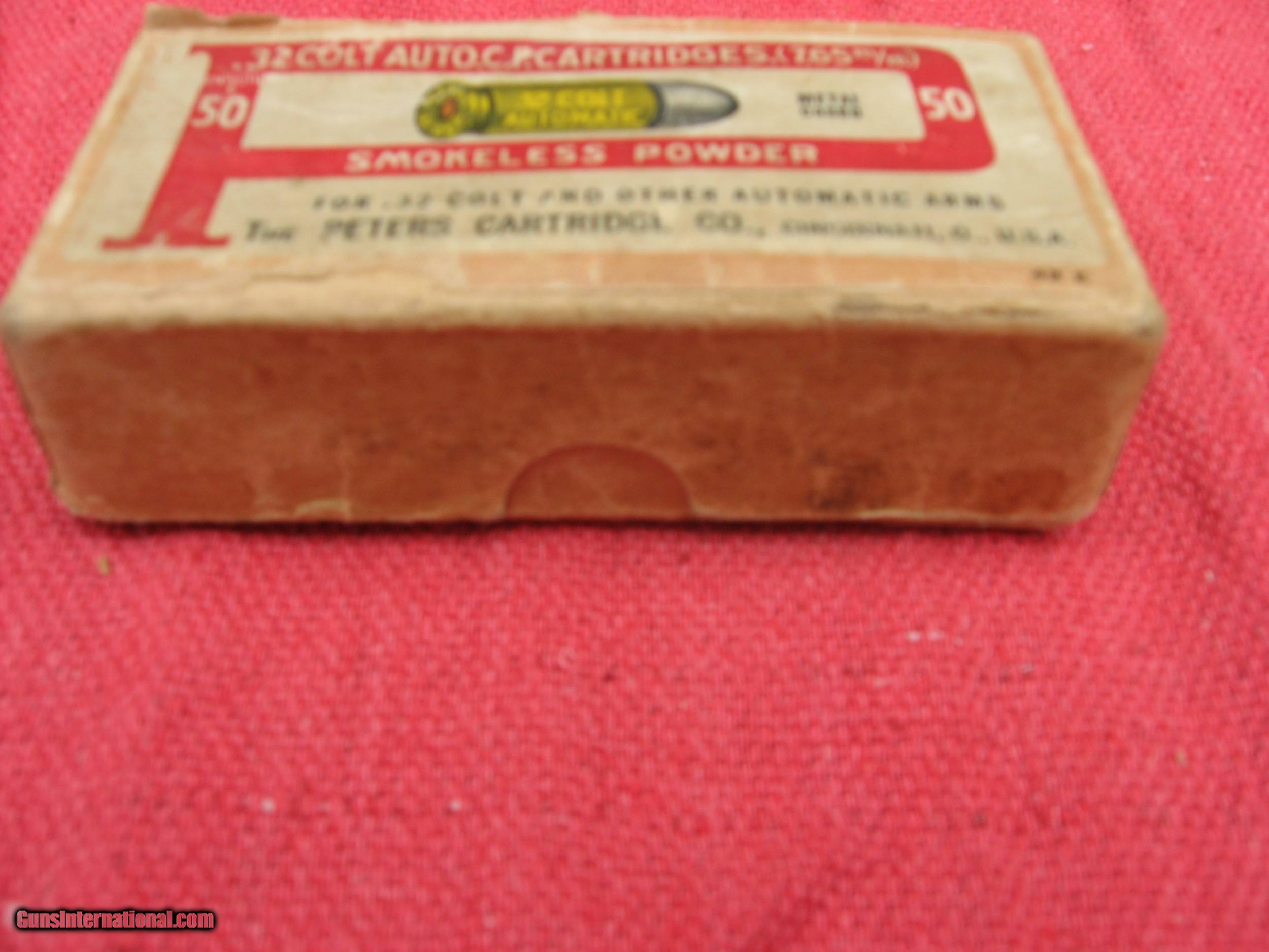 PETERS EARLY (LARGE P) 32 COLT AUTO CALIBER BOX