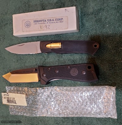 Beretta Model 92 Tactical and Model K-92 Folder knives set. Seki Japan mfg.