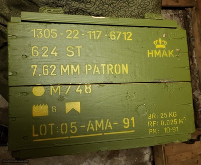 Danish M1 Garand Ammunition. 30-06 Springfield M2 150 Grain FMG on En bloc clips. 91 Date of Mfg.