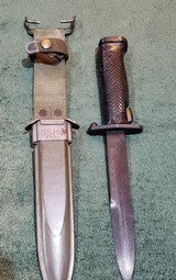 US M5A1 Bayonet (Imperial) With US M8 BMCO marked Scabbard. For US M1 Garand Rifle.