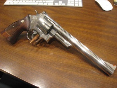 S&W 29 -3 .44 MAGNUM / Nickel / Excellent Condition / CTC Laser Grip / Pistol Rug