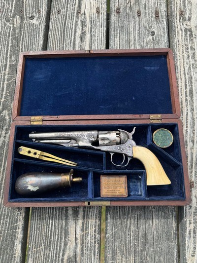 Colt 1862 Police, CW Inscribed, Engraved, Silver, Cased - Image 1 of 14