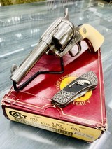 COLT SINGLE ACTION ARMY STOREKEEPER'S MODEL .45 COLT W/ GENUINE IVORY GRIPS & COMMEMORATIVE KNIFE - 1 of 8