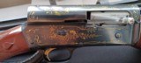 Gorgeous Grade IV Gold Inlayed Browning A5 16 ga Shotgun in Rare Early Elephant Style Case - 7 of 15