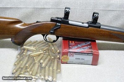 Ruger M77 Flat Bolt Tang Safety 6mm 284 Custom 26 Inch Varmint Heavy Barrel Factory Red Pad