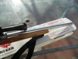 RUGER K 10/22-T TARGET RIFLE 22LR, STAINLESS 20IN BULL BARELL, NEW SIMMONS 3X9X32 SCOPE W MOUNT, NEW IN BOX, UNFIRED - 4 of 9