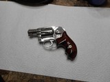 smith wesson model 649 bodyguard,bright stainless,new in box numbered to gun,papers,j frame,5 shot,round butt, 2 inch barrel,smith custom shop grips
