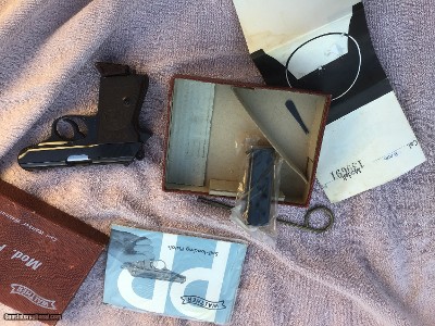Walther PPK German manufacture 1968,380 cal,New Unfired in orig box numbered to gun,manual,test target,clean rod,2 mags