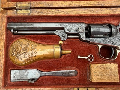 Colt 1849 Pocket Pistol - Gustave Young Engraved - Cased & Lettered - Image 4 of 15