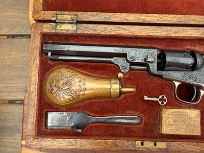 Colt 1849 Pocket Pistol - Gustave Young Engraved - Cased & Lettered - Image 8 of 15