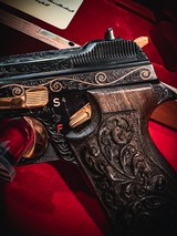 Rare & Beautiful Sig Sauer P210 Luxury Engraved With Exquisite Gold Inlay W/ Glass Top Wood Presentation Case - 5 of 10